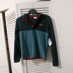 NWT Columbia Kids Fleece Pullover Colorblock Hoodie youth L large blue